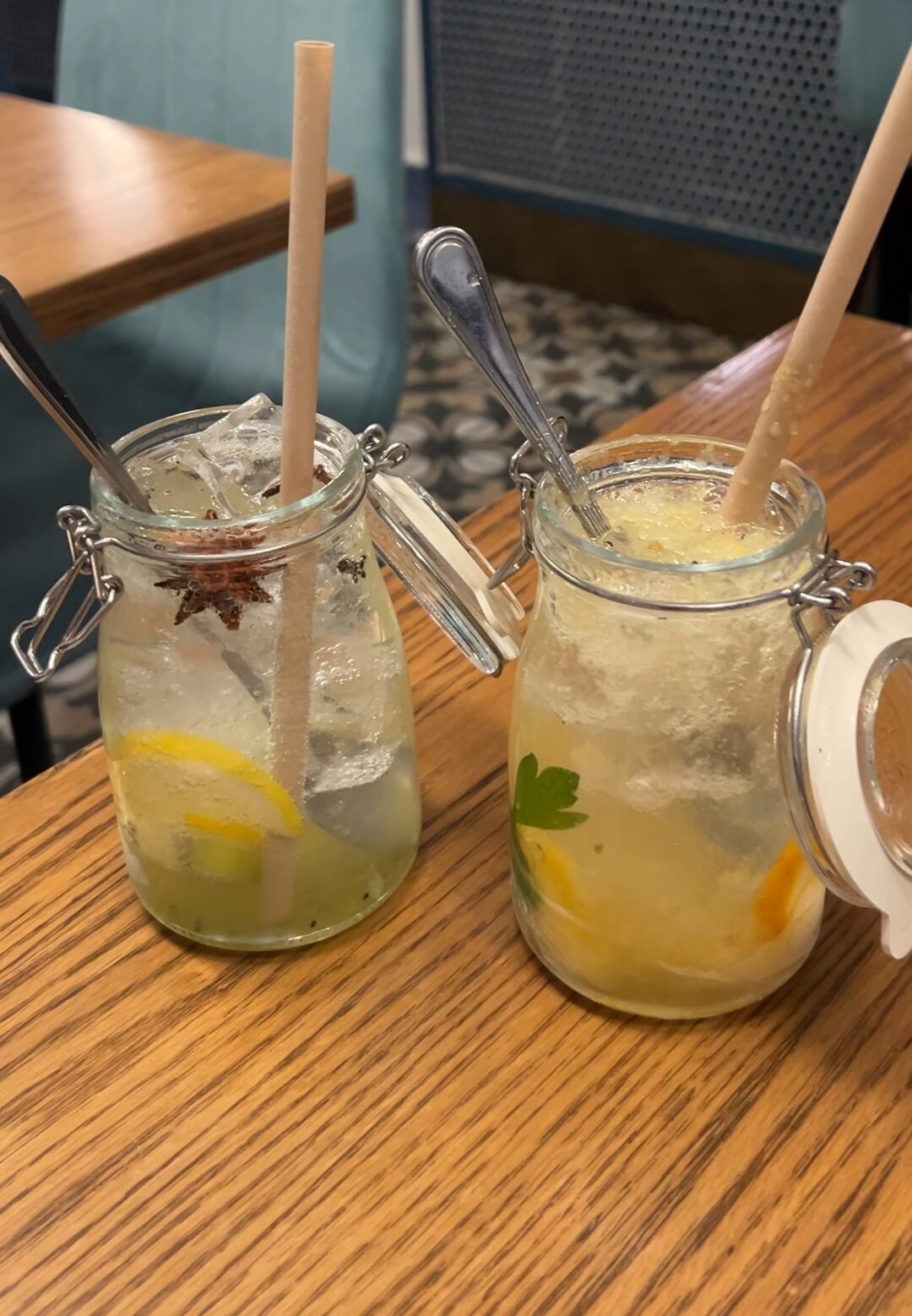 Kiwi Lemon Gin Sour (Left) & Mandarin Orange Sour (Right)